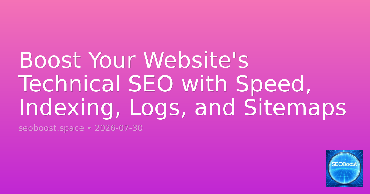 Boost Your Website's Technical SEO with Speed, Indexing, Logs, and Sitemaps
