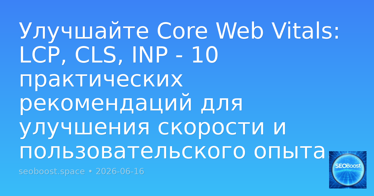 Улучшайте Core Web Vitals: LCP, CLS, INP - 10 практических рекомендаций для улучшения скорости и пользовательского опыта вашего сайта