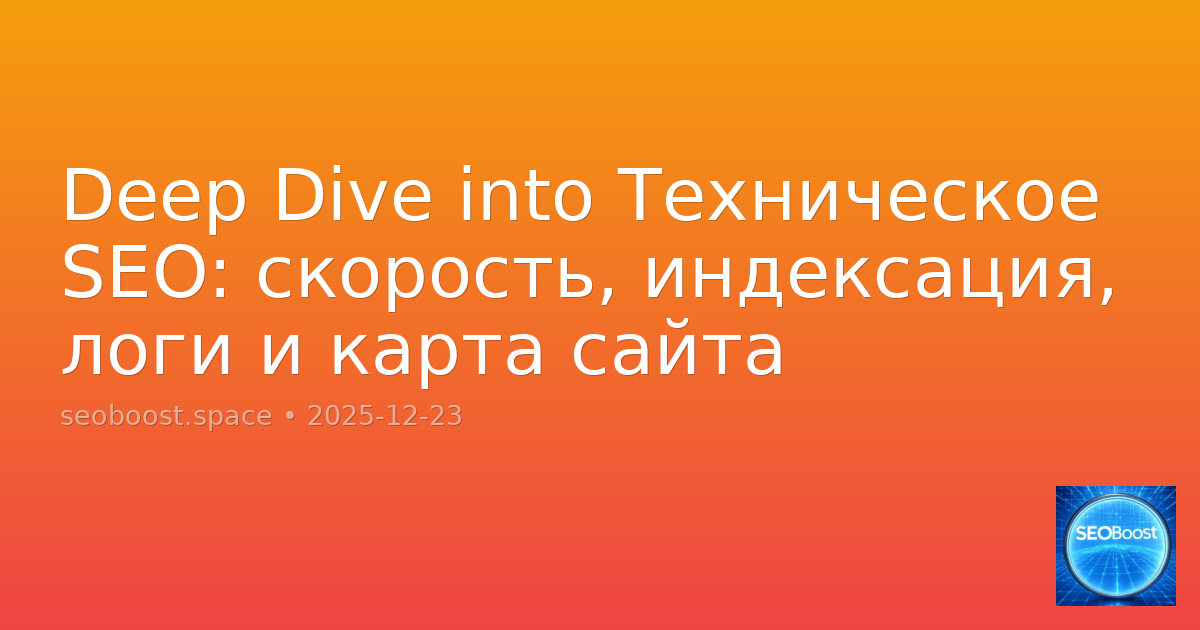 Deep Dive into Техническое SEO: скорость, индексация, логи и карта сайта