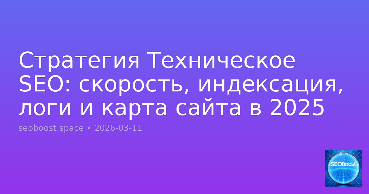 Стратегия Техническое SEO: скорость, индексация, логи и карта сайта в 2025