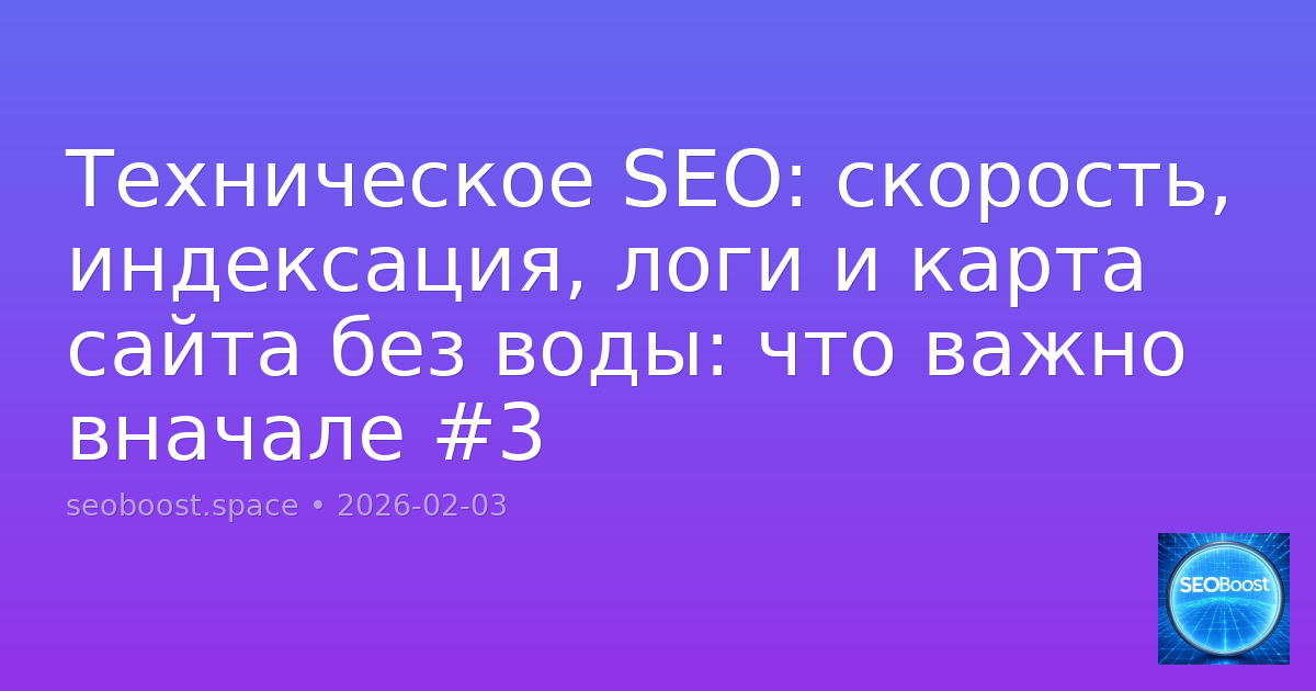 Техническое SEO: скорость, индексация, логи и карта сайта без воды: что важно вначале #3
