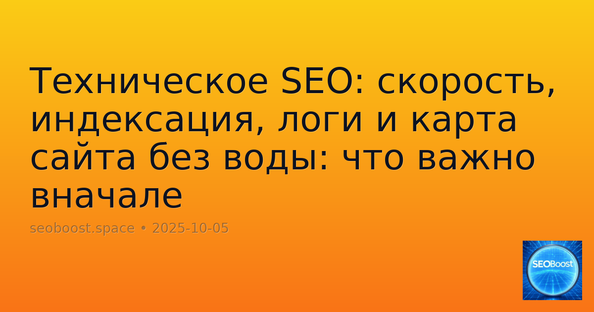 Техническое SEO: скорость, индексация, логи и карта сайта без воды: что важно вначале