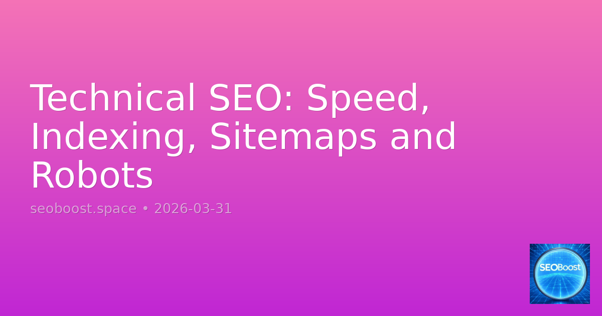 Technical SEO: Speed, Indexing, Sitemaps and Robots